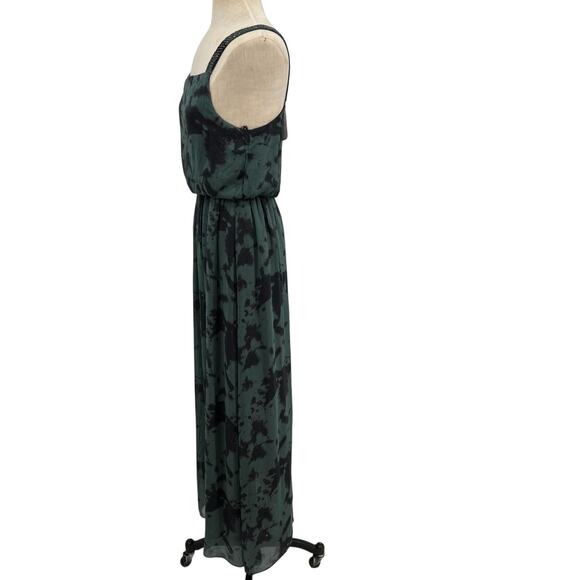 Zara Maxi Dress Tie Dye Printed Chiffon Beaded Straps‎ Green Size Small - Picture 8 of 16